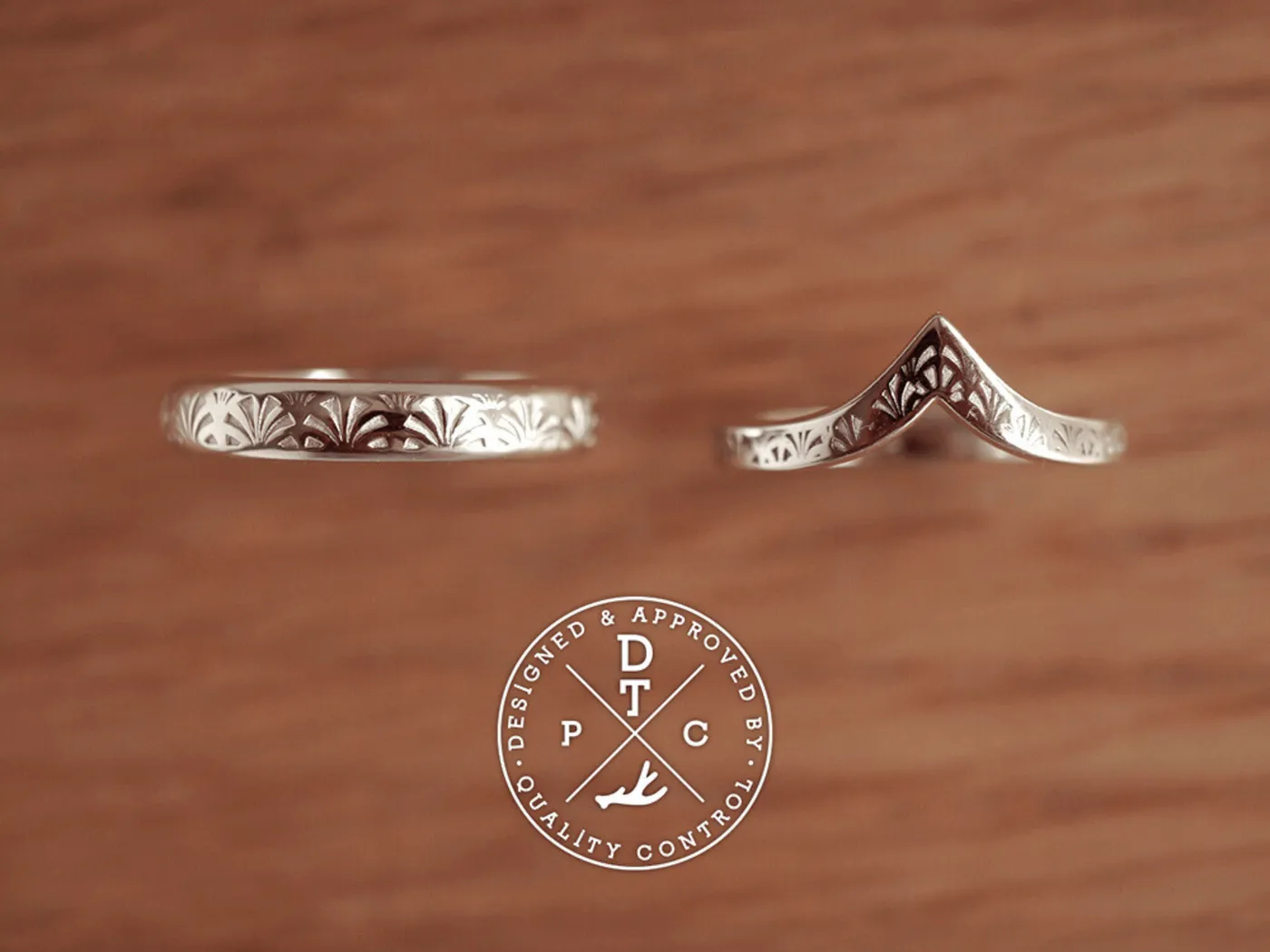 Sector Totem Wedding Band (Ring Set) — view 4