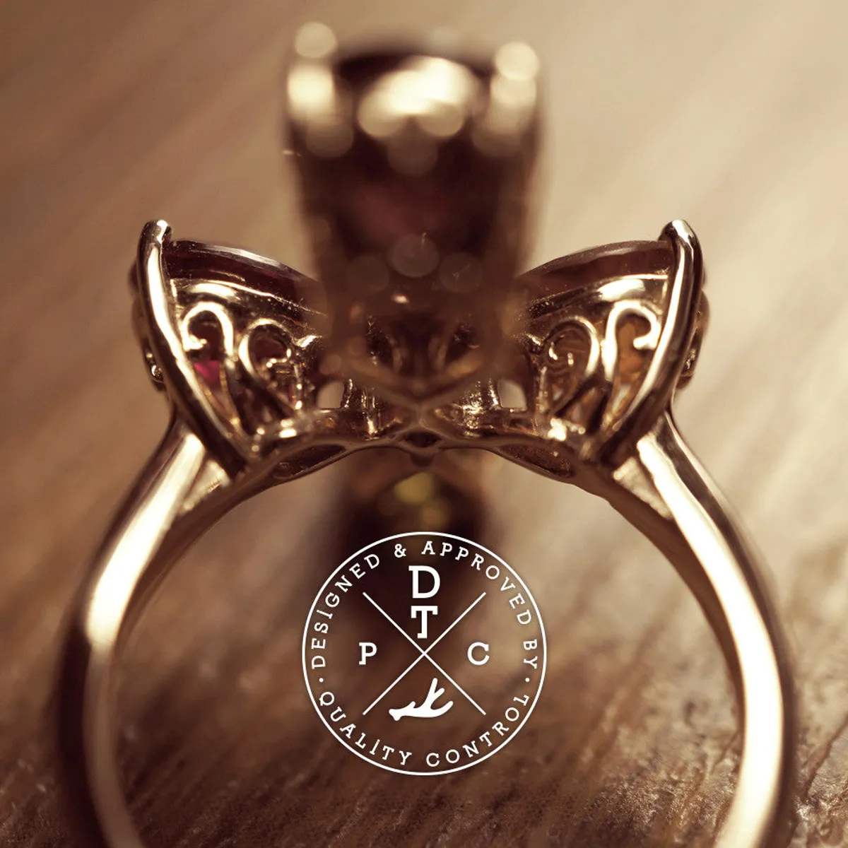 18k Rose Gold Ring with Precious Stones (Clover) — 4