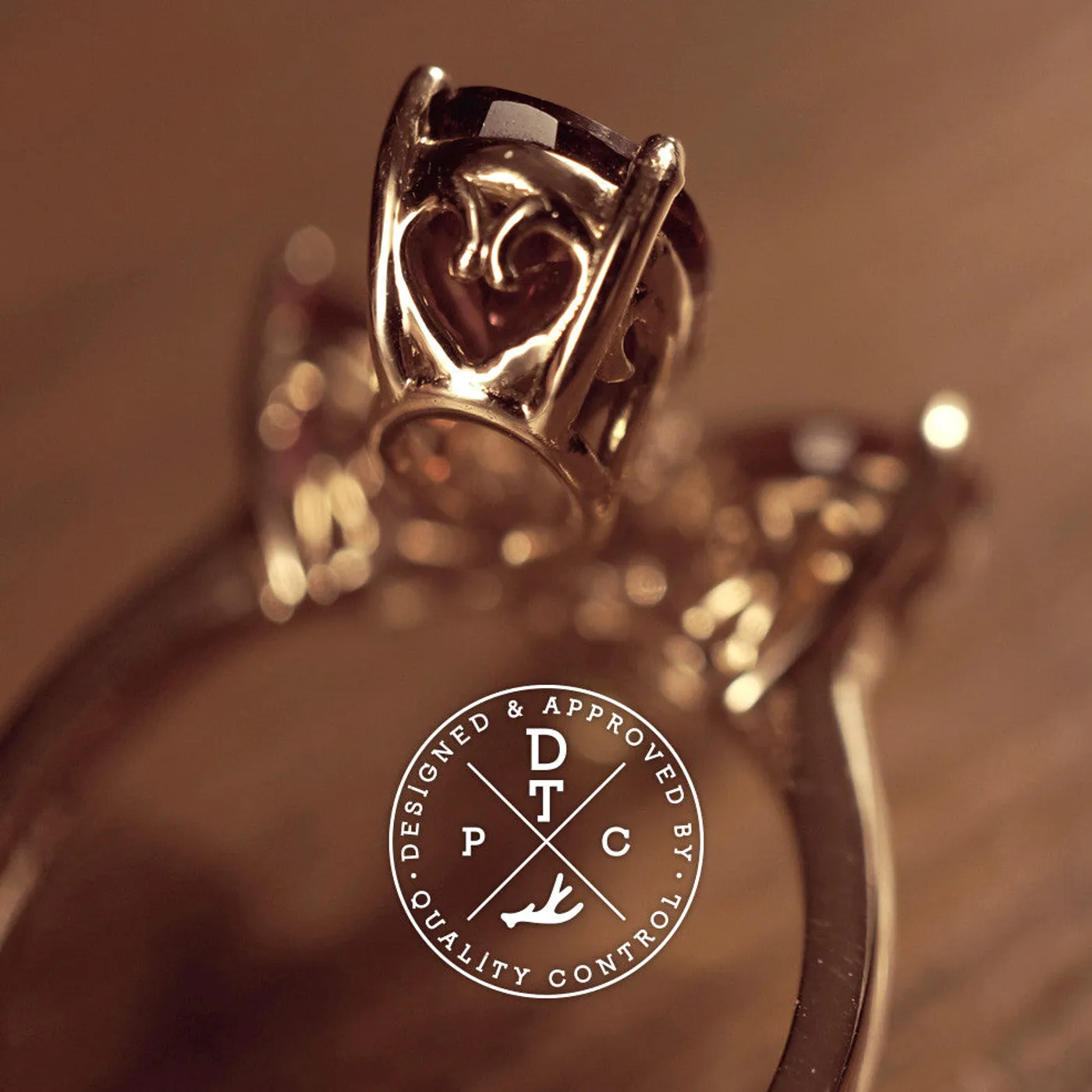 18k Rose Gold Ring with Precious Stones (Clover) — view 5