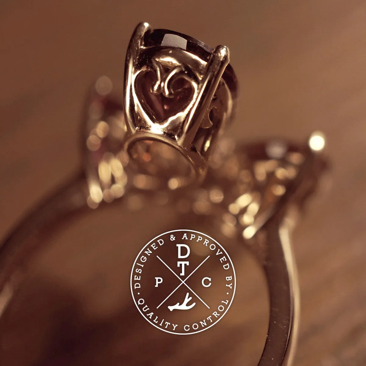 18k Rose Gold Ring with Precious Stones (Clover) — 5