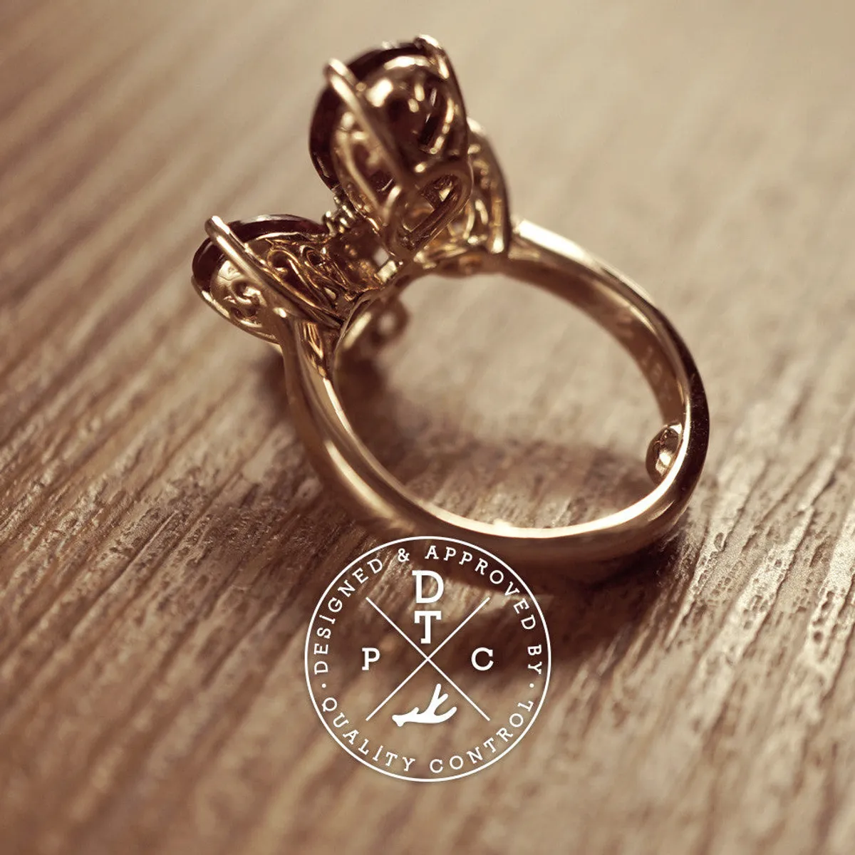 18k Rose Gold Ring with Precious Stones (Clover) — 8
