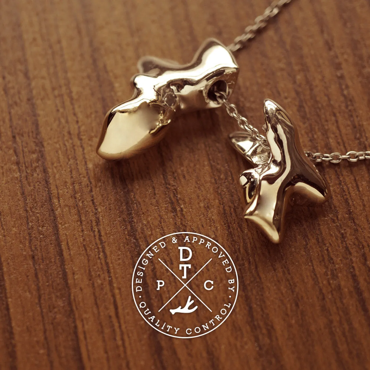 925 Silver & 18k Yellow Gold Dog Charm Pendant — view 2