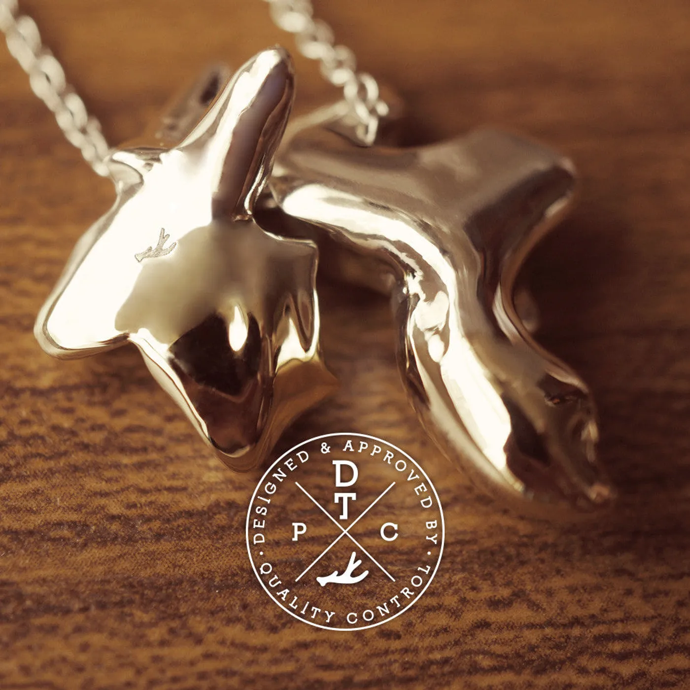 925 Silver & 18k Yellow Gold Dog Charm Pendant — view 3