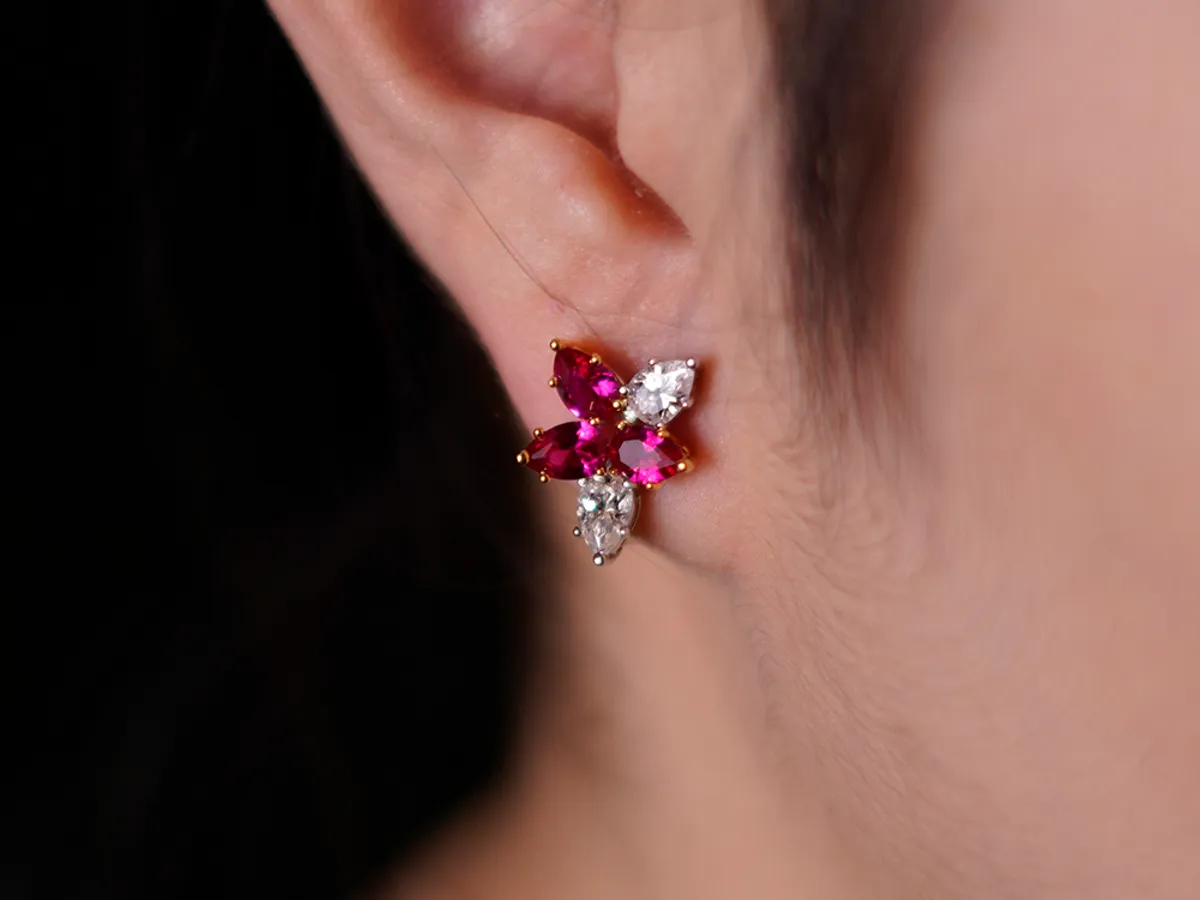 14k White Gold Earrings (Ruby) — 1