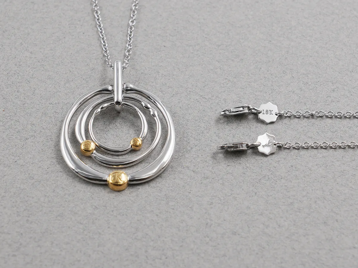 18k White & Yellow Gold Pendant and Necklace Set — 4