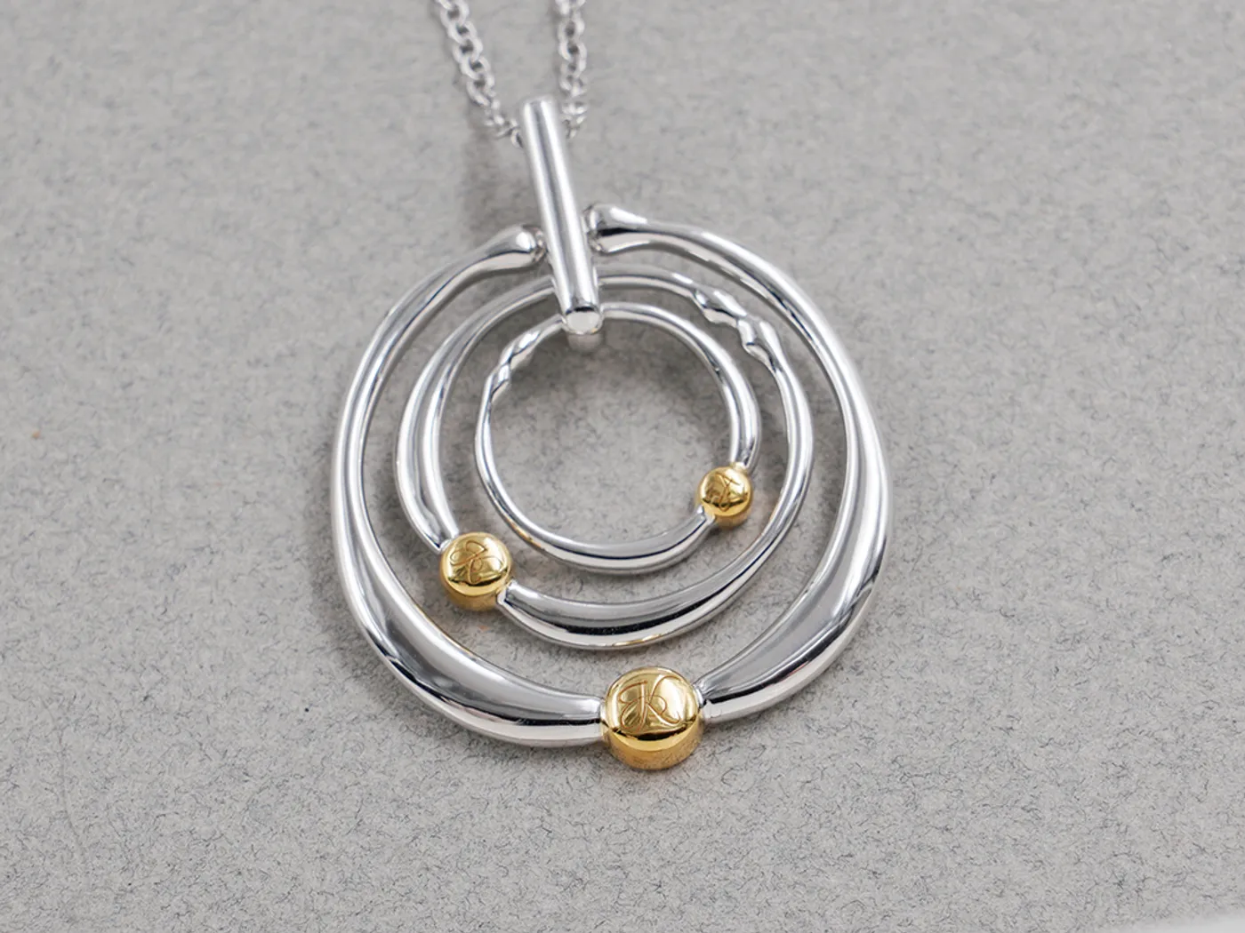 18k White & Yellow Gold Pendant and Necklace Set — view 3