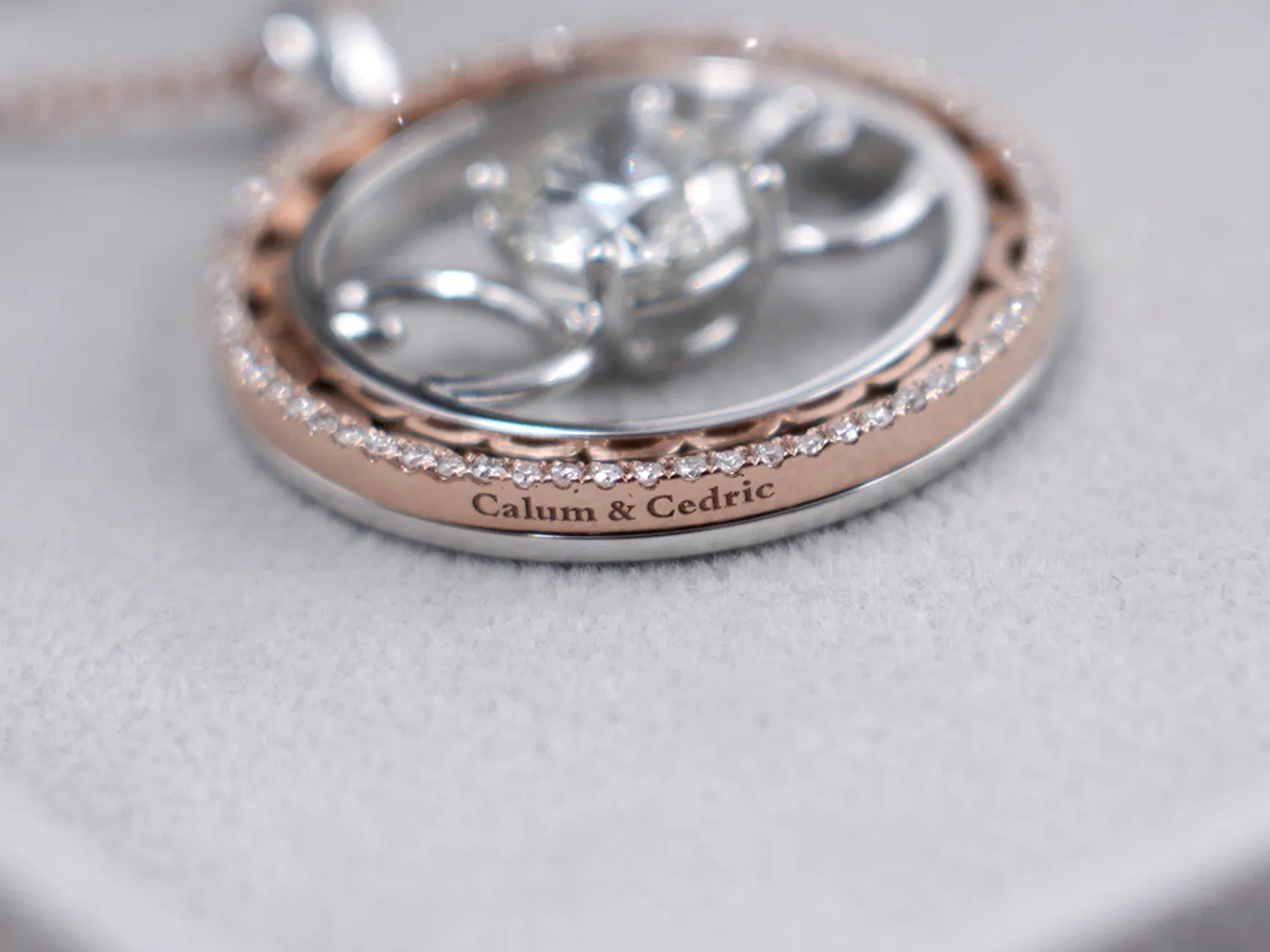 18k White & Rose Gold Diamond Pendant with Necklace — view 5
