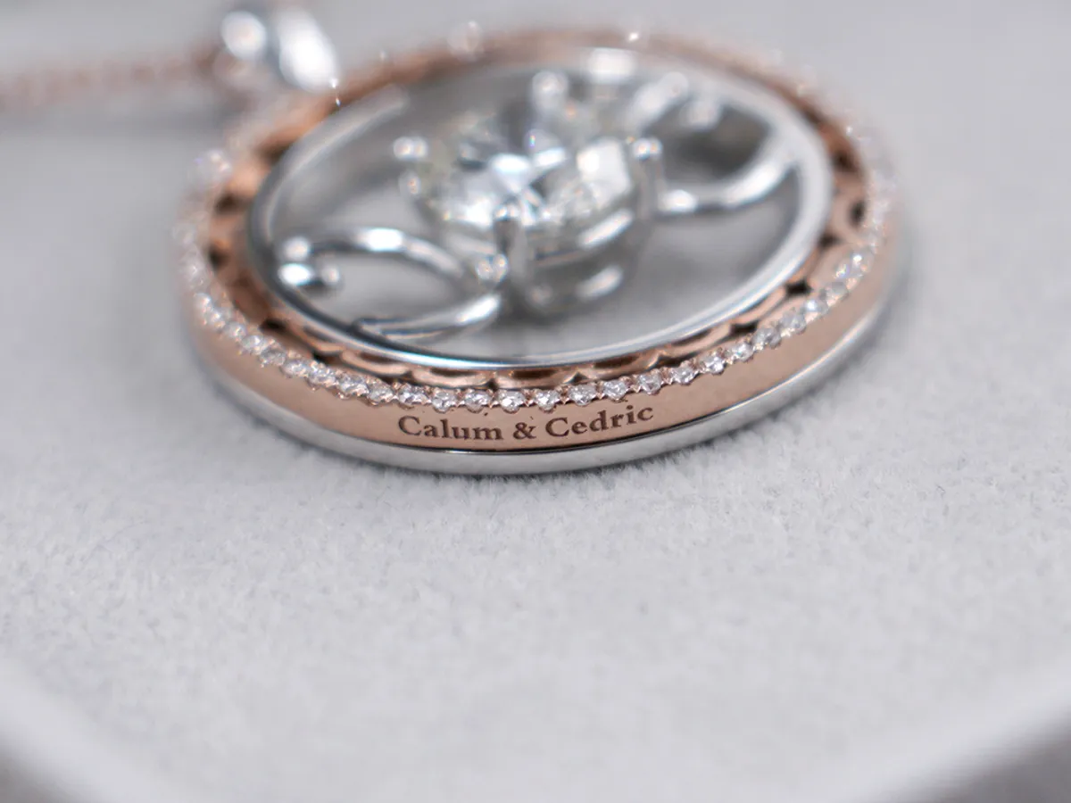 18k White & Rose Gold Diamond Pendant with Necklace — 5