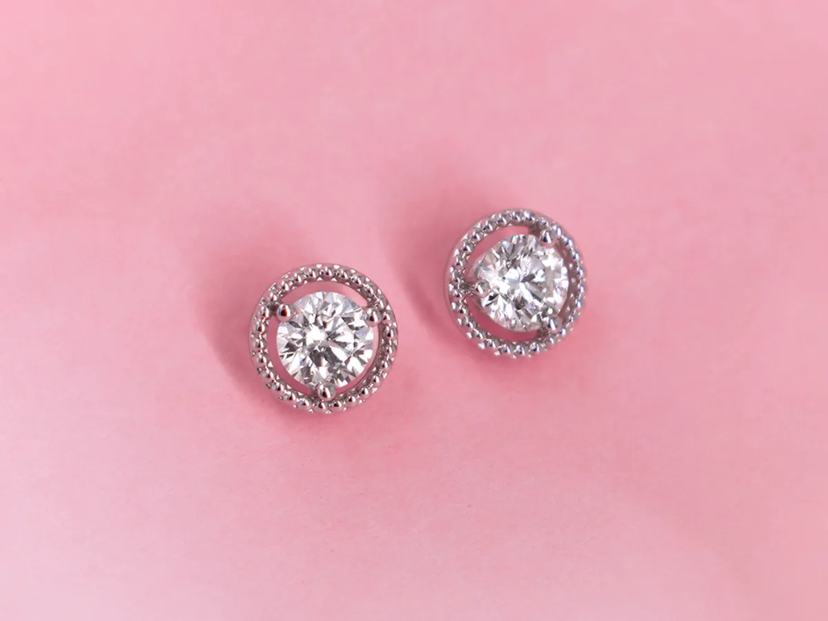 18k White Gold Diamond Earrings with GIA — 2