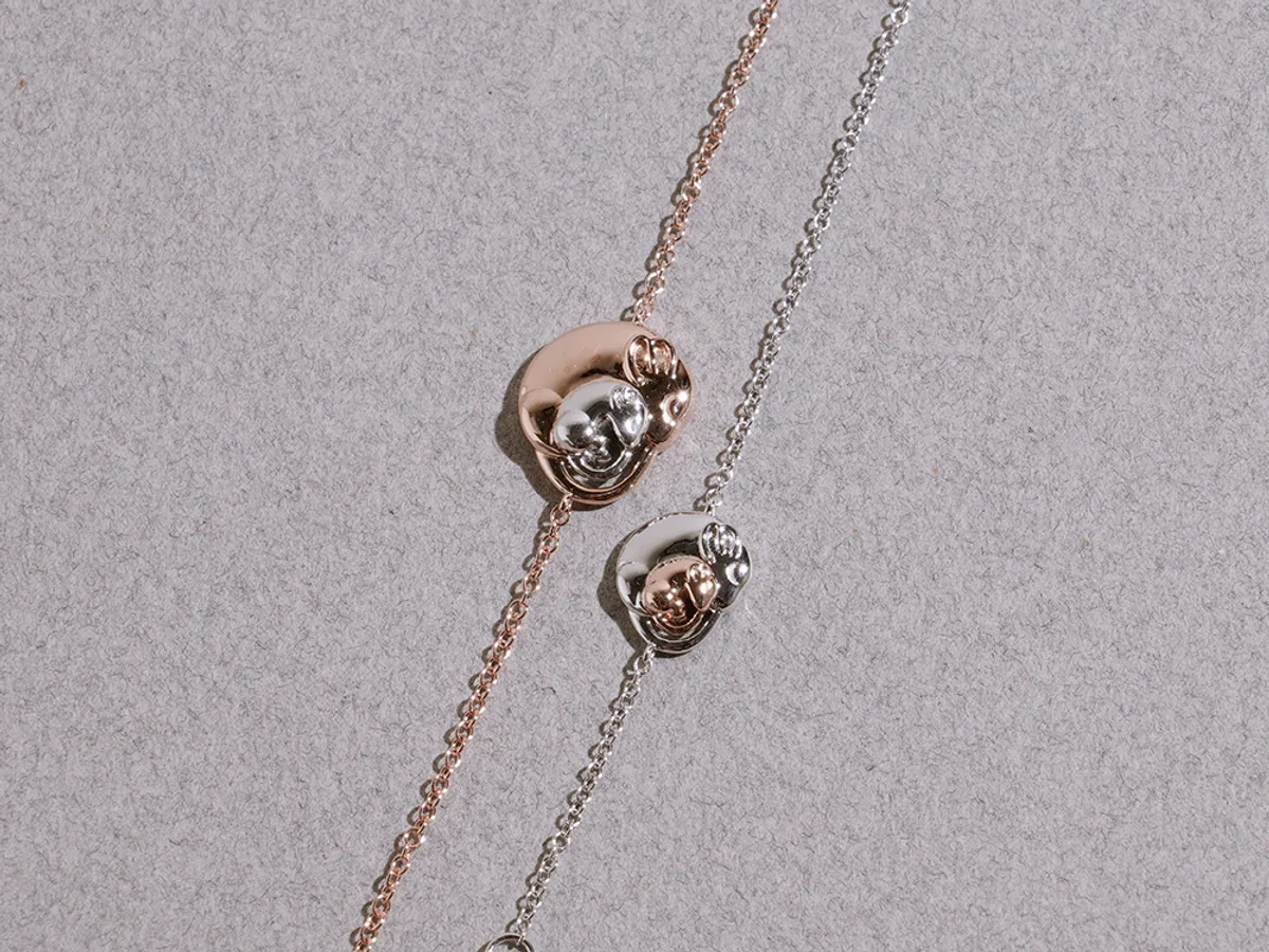 18k White & Rose Gold Bracelet Set (Mother & Daughter Mouse Set) — 2