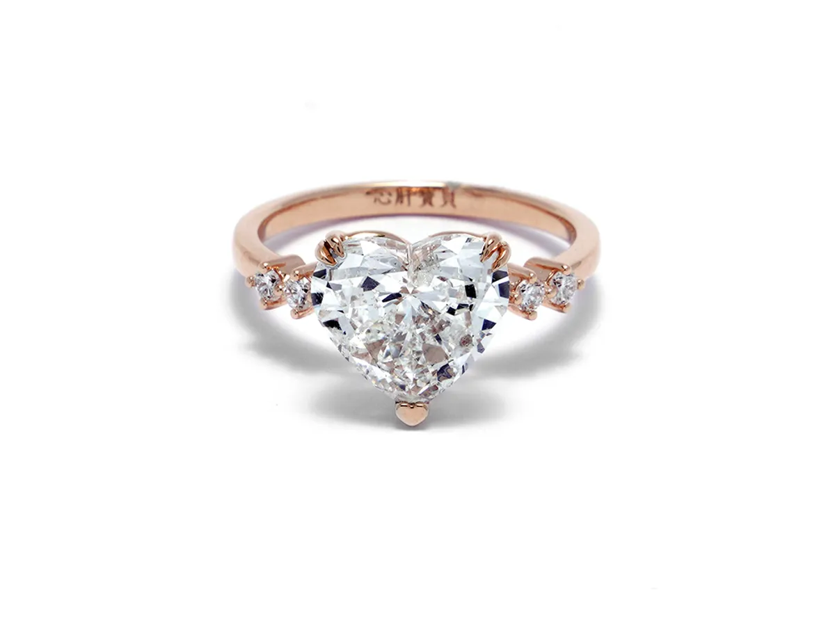 18k White Gold Diamond Ring (3ct heart shape) — 7