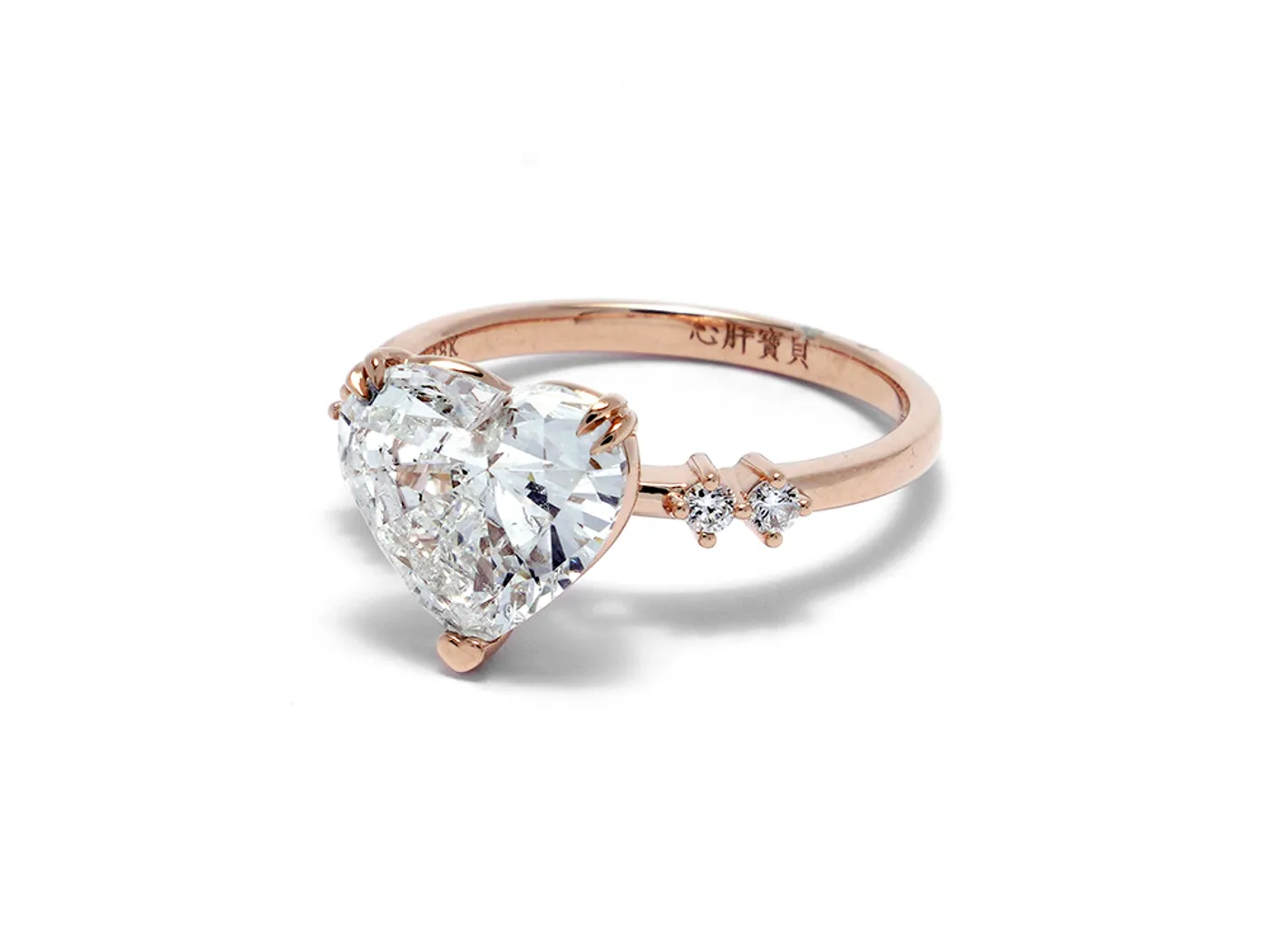 18k White Gold Diamond Ring (3ct heart shape) — view 6