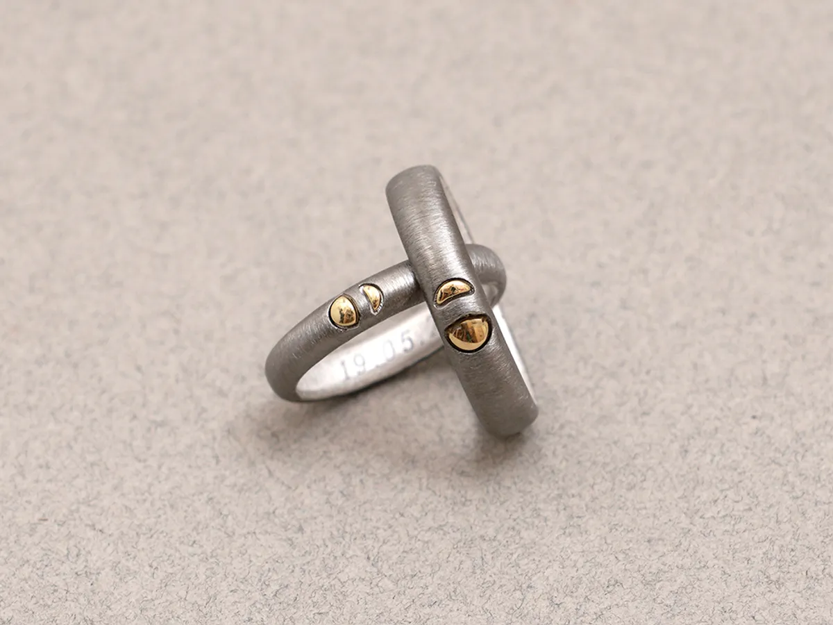 18k White & Yellow Gold Wedding Band (plated in black) — 4