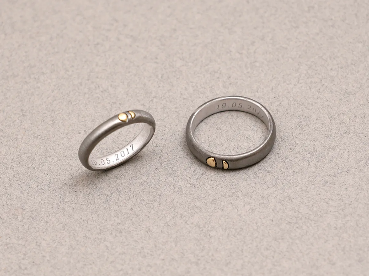 18k White & Yellow Gold Wedding Band (plated in black) — 3