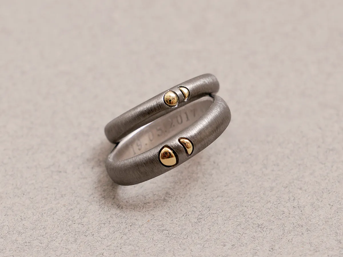 18k White & Yellow Gold Wedding Band (plated in black) — 2
