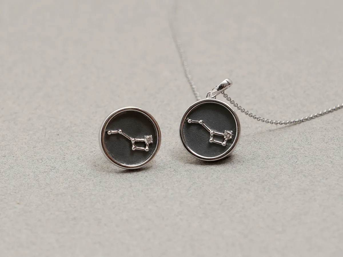 14k White Gold Earring & Pendant Set (Star) — 7