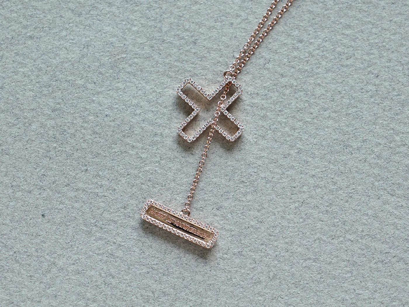 18k Rose Gold Diamond Necklace (10&1) — view 3