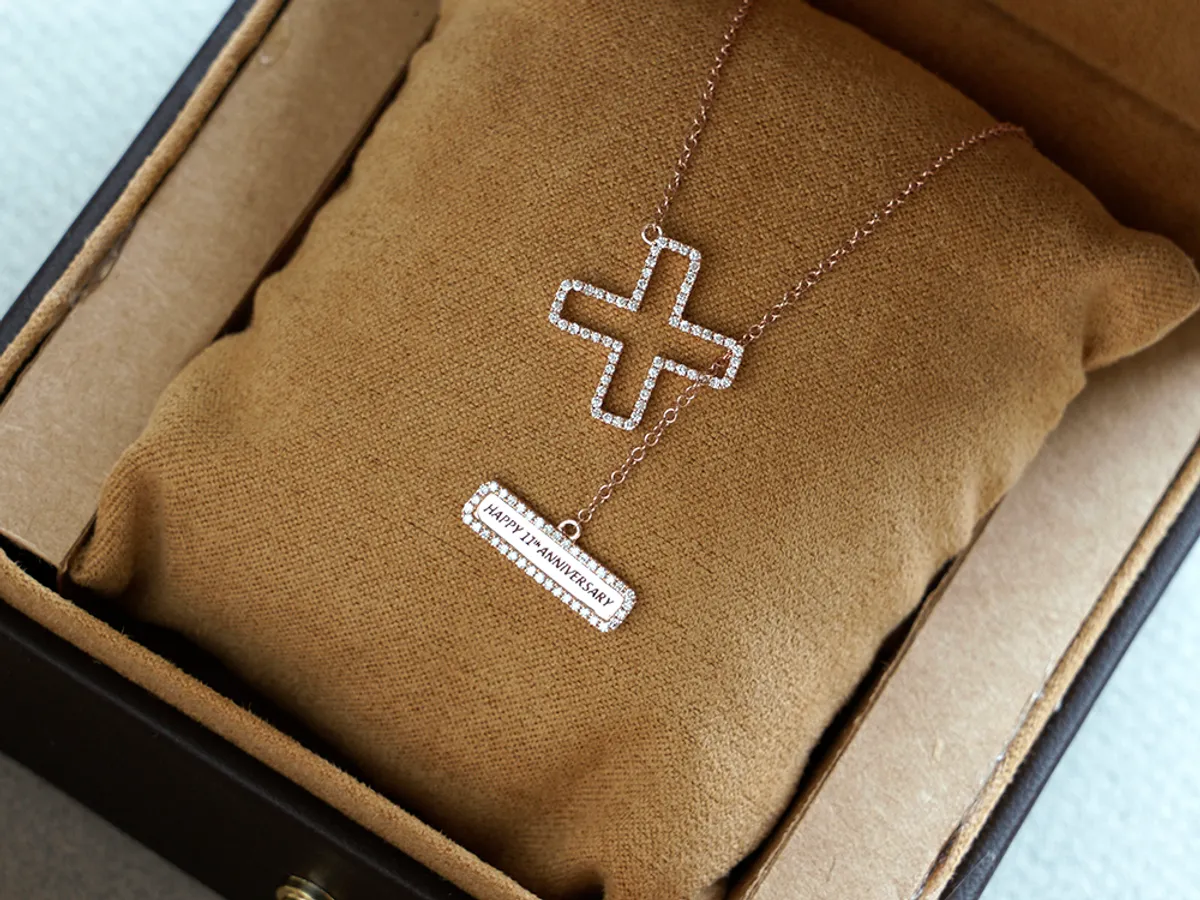 18k Rose Gold Diamond Necklace (10&1) — 1