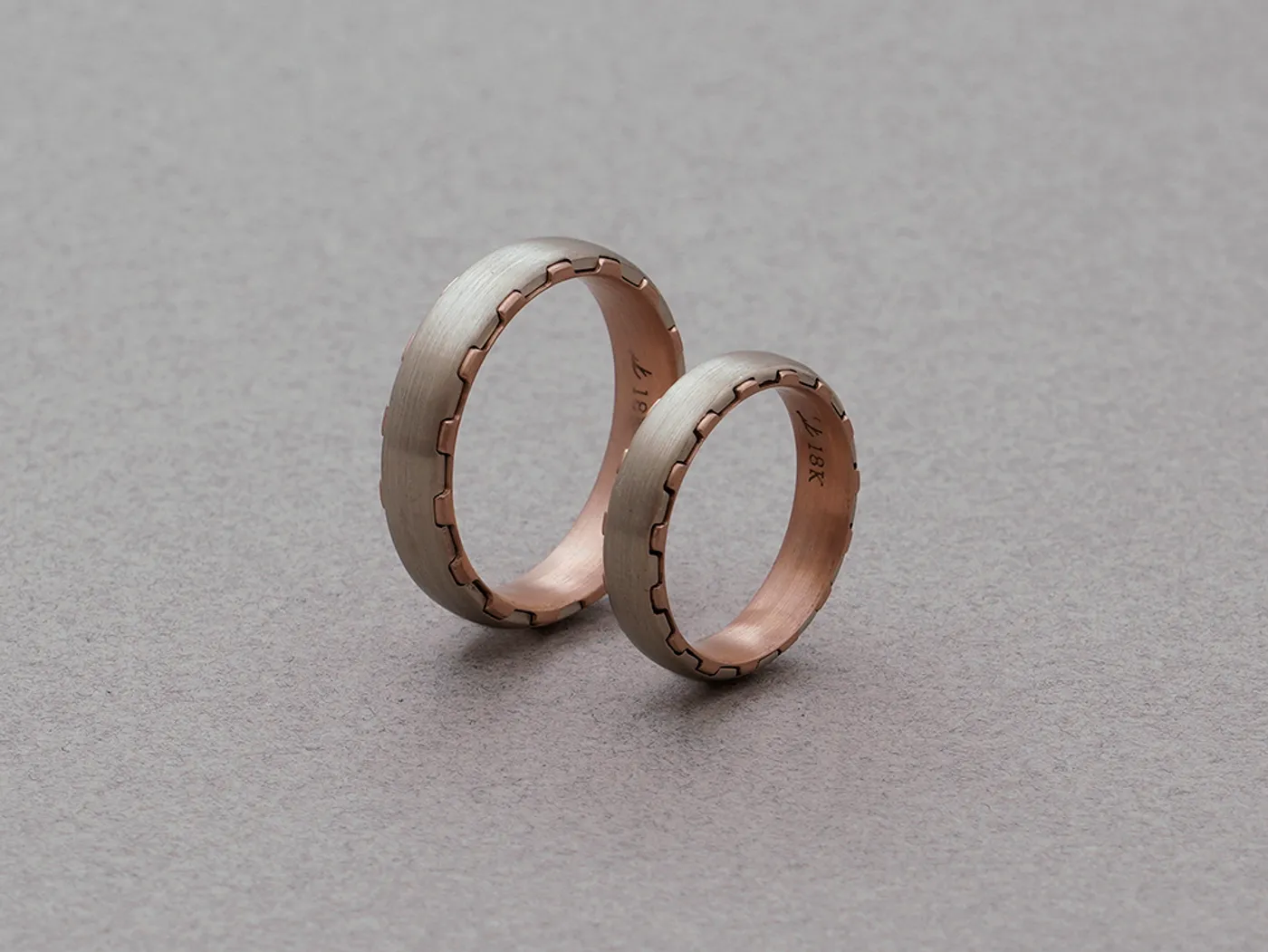 18k White & Rose Gold Wedding Band — view 5