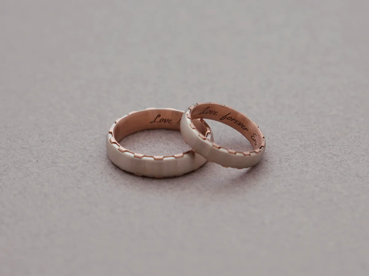 18k White & Rose Gold Wedding Band — 1