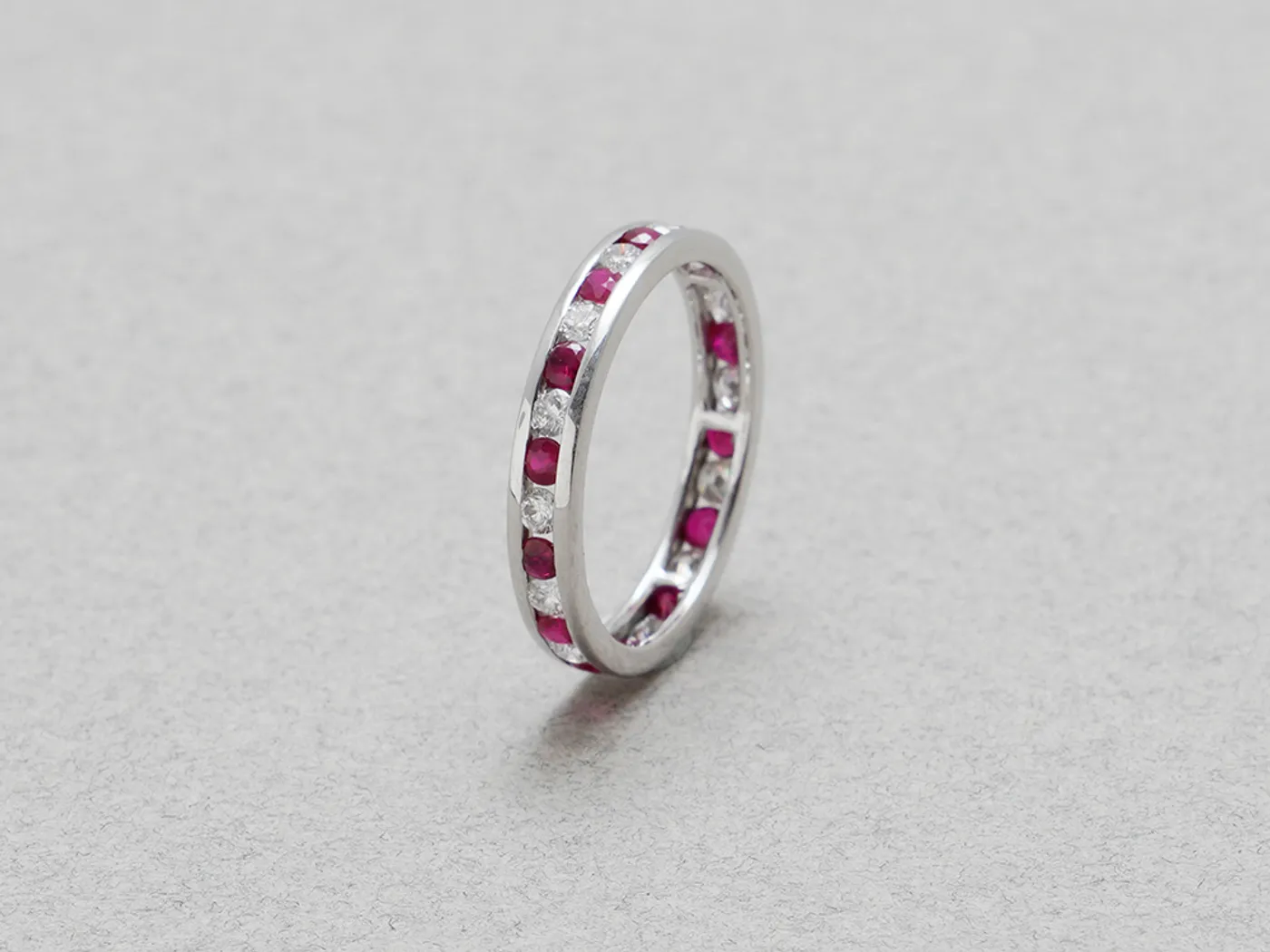 18k White Gold Diamond & Ruby Ring — view 3