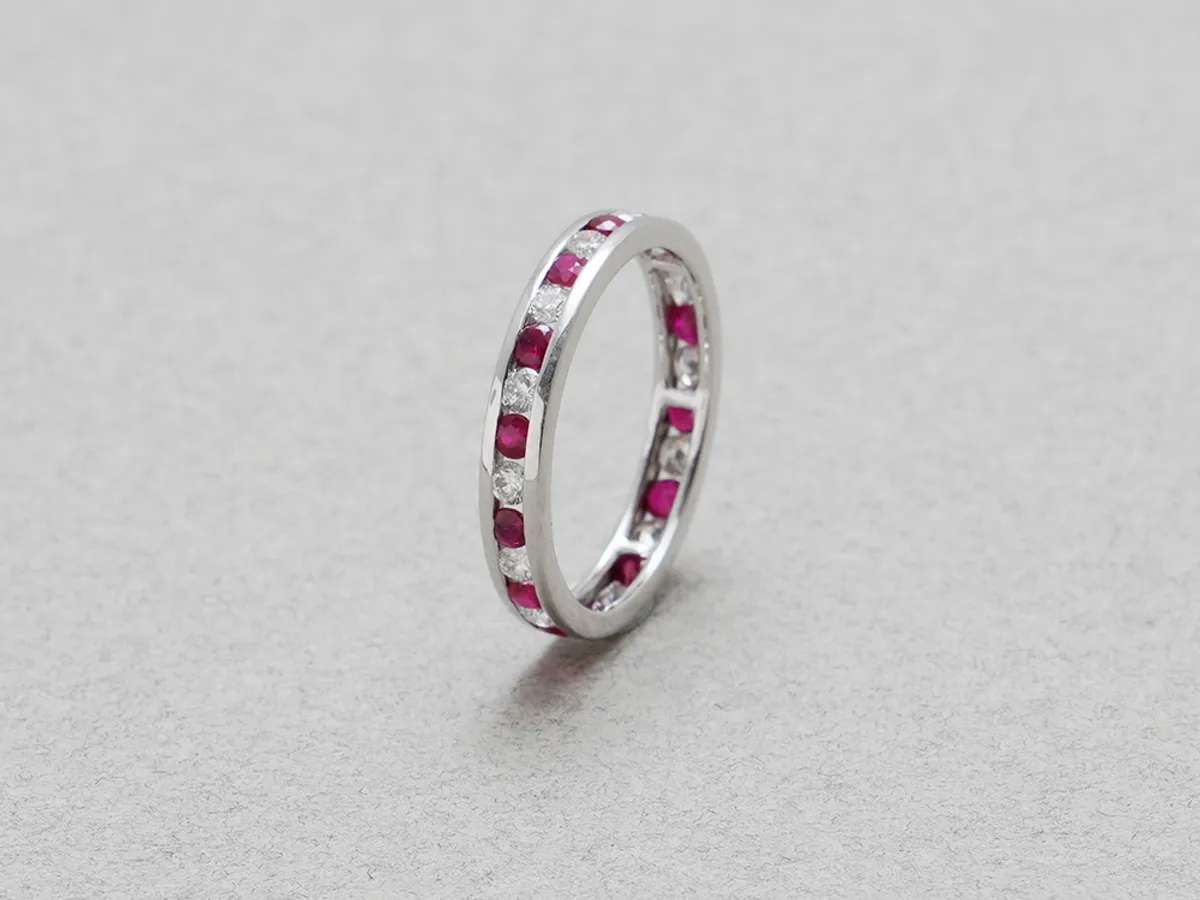 18k White Gold Diamond & Ruby Ring — 3