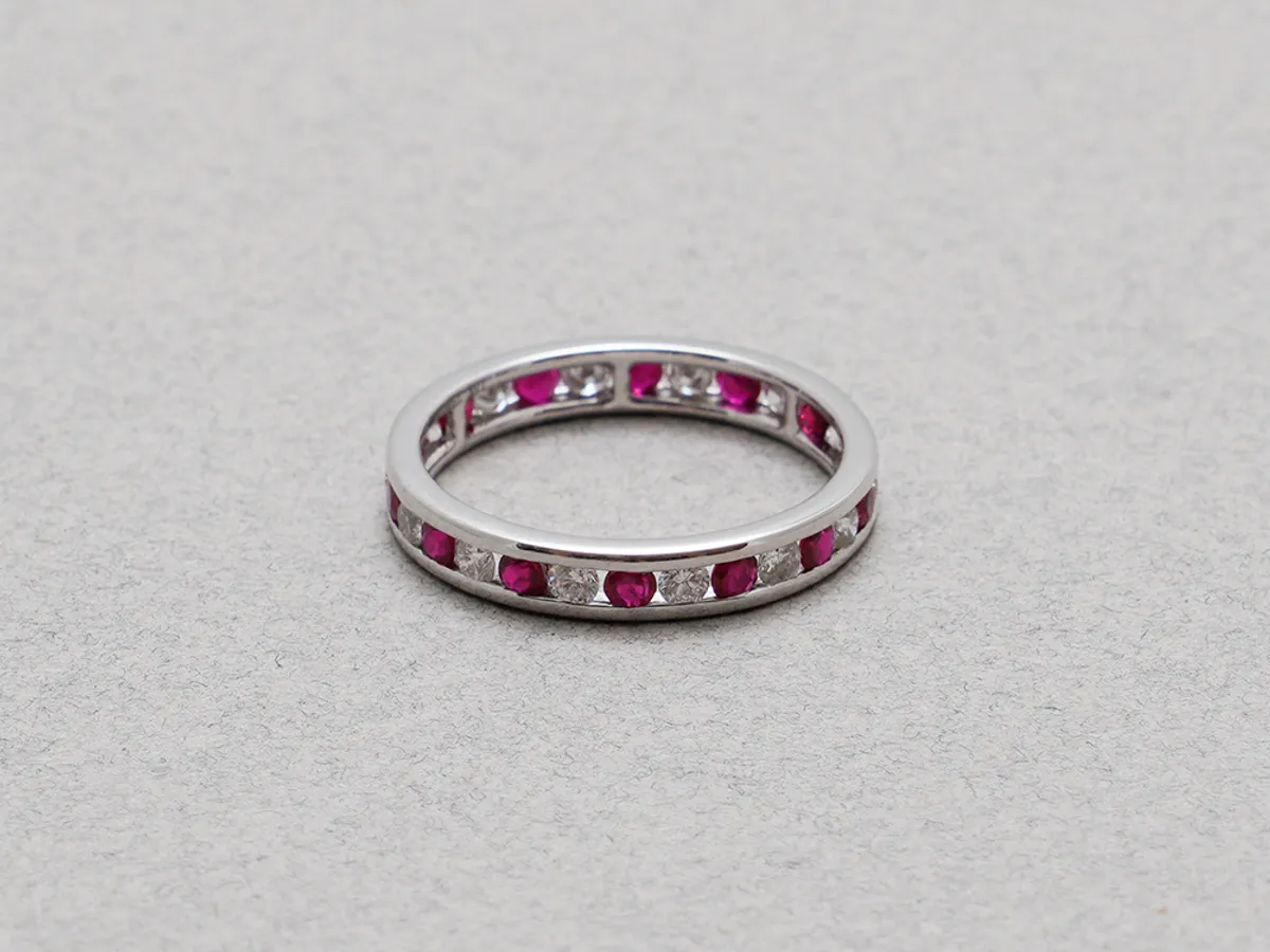 18k White Gold Diamond & Ruby Ring — 2