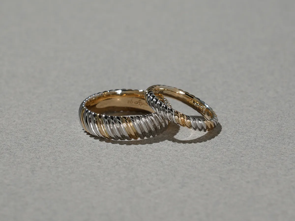 18k White & Yellow Gold Wedding Band — 6