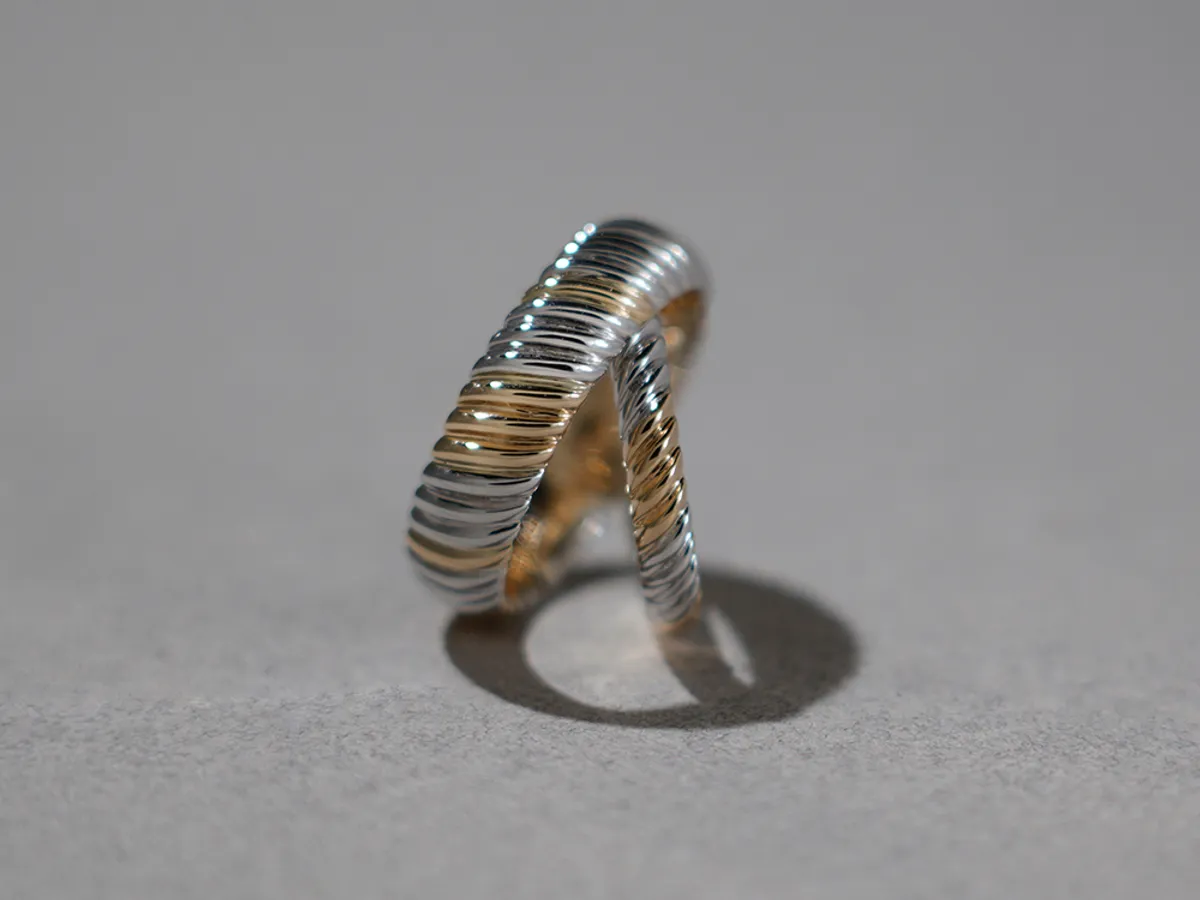 18k White & Yellow Gold Wedding Band — 4