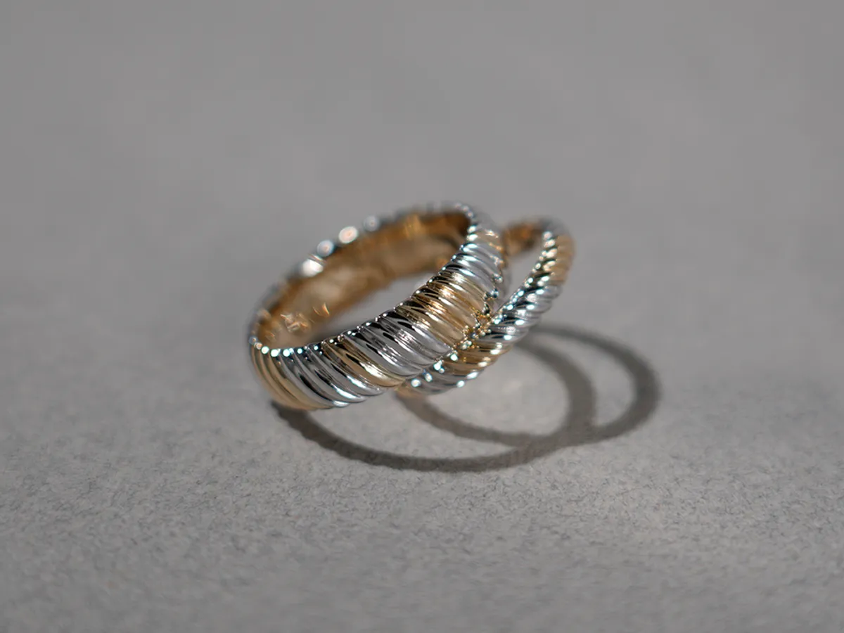 18k White & Yellow Gold Wedding Band — 2