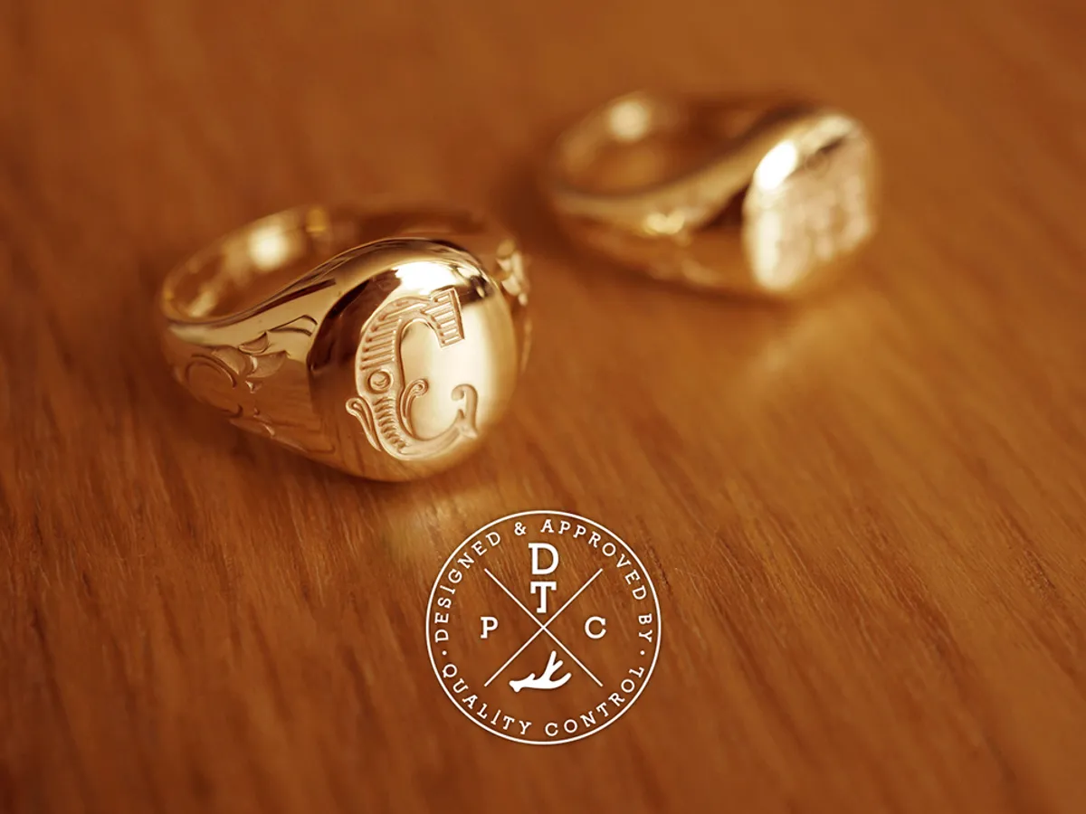 Medal Signet Wedding Band (Ring Set) — 5