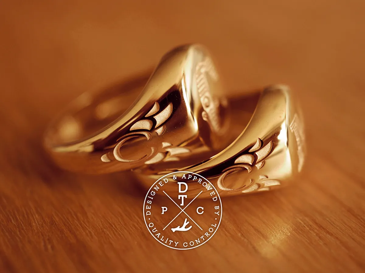 Medal Signet Wedding Band (Ring Set) — 3