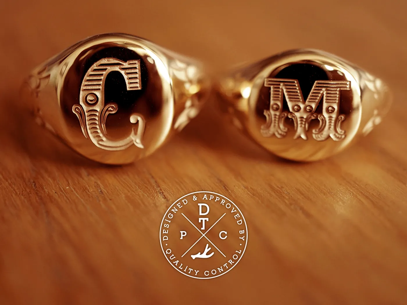 Medal Signet Wedding Band (Ring Set) — view 2