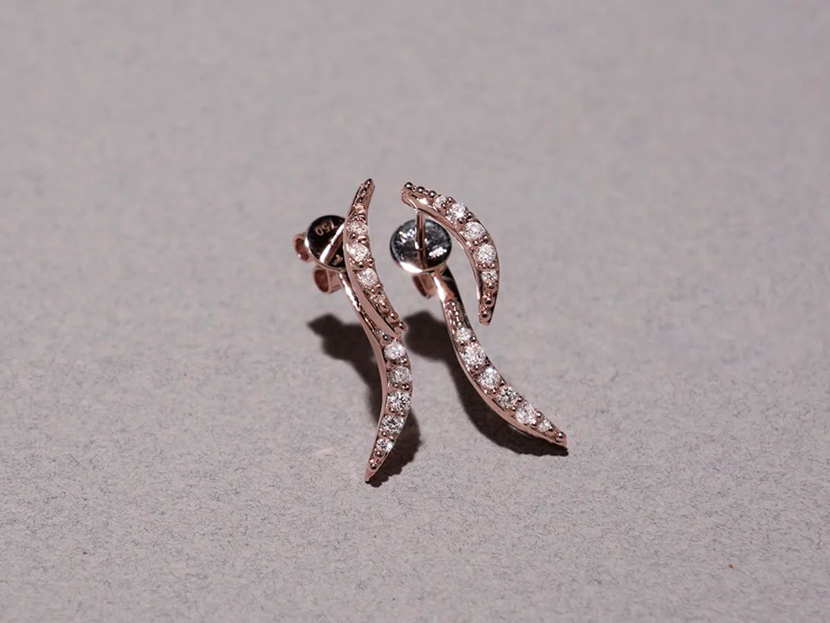 18k Rose Gold Diamond Earrings (waves) — 2