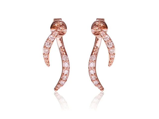 18k Rose Gold Diamond Earrings (waves)