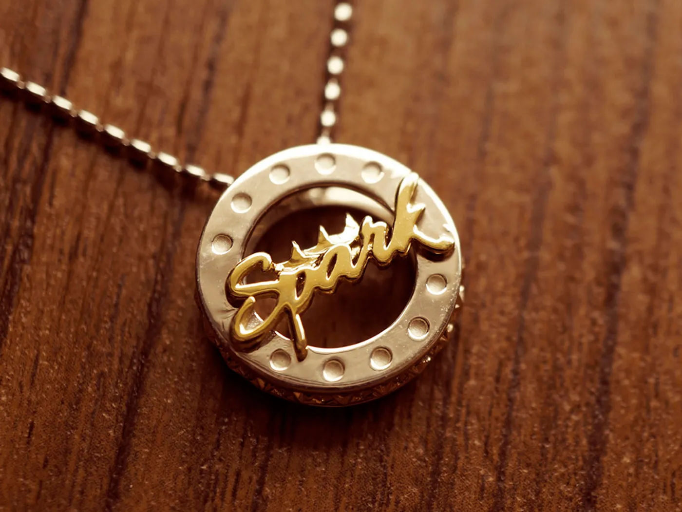 14k Yellow Gold & 925 Silver Pendant (Spark) — view 4