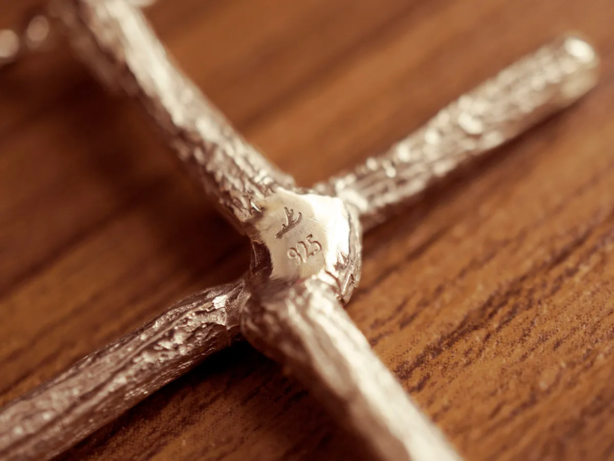 925 Silver Pendant with Necklace (Cross Twig) — 2