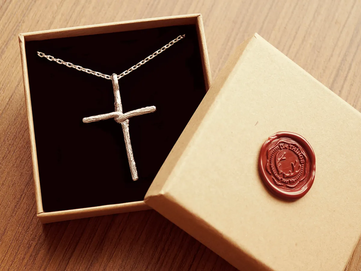 925 Silver Pendant with Necklace (Cross Twig) — 1