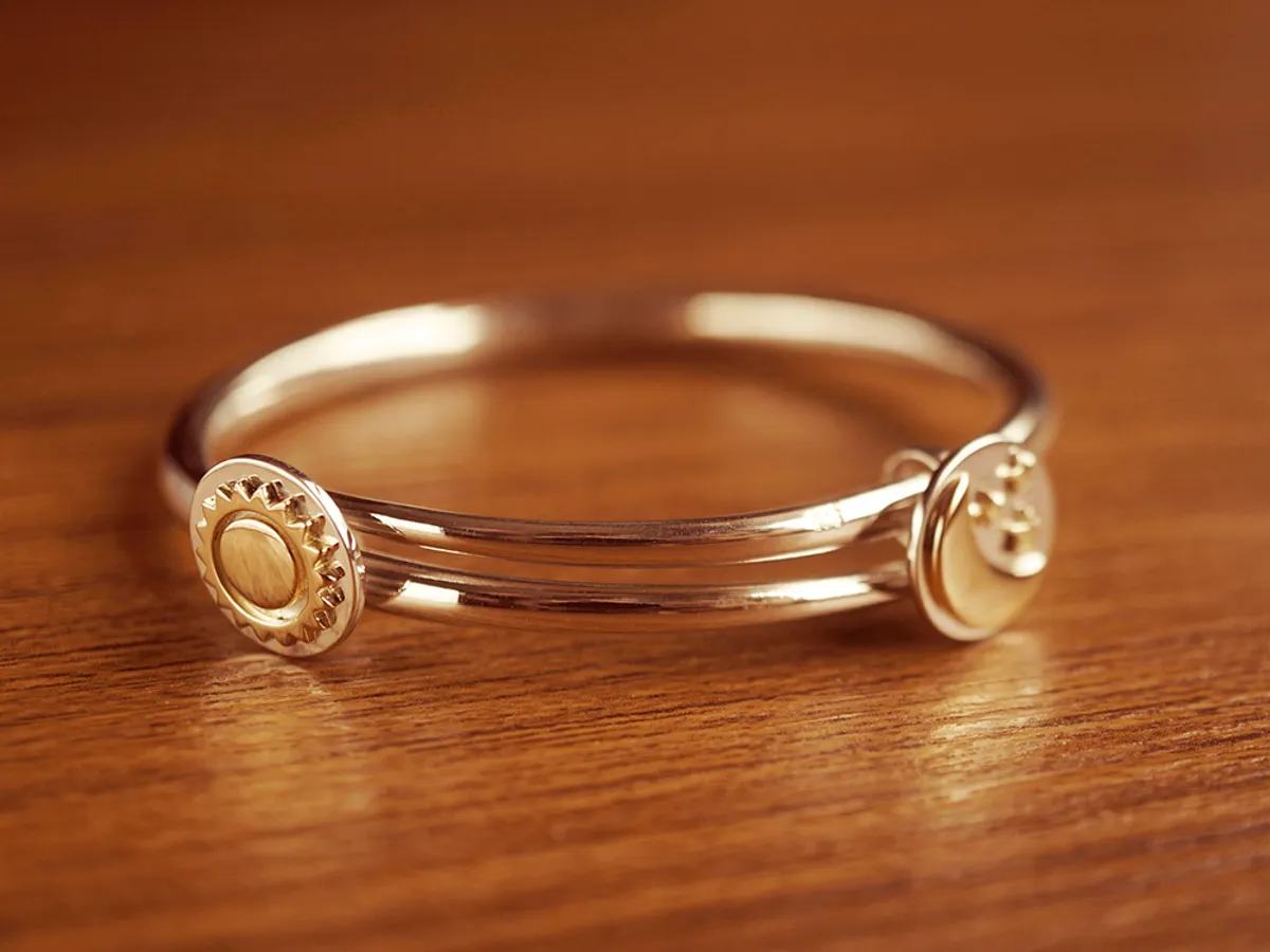 18k Yellow Gold & 925 Silver Baby Bangle (Sun&Moon) — 4