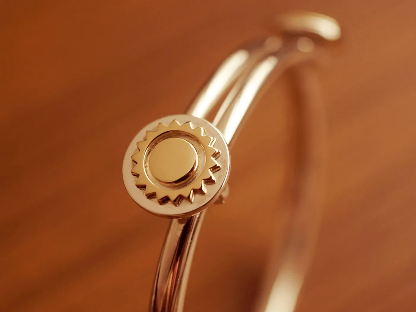 18k Yellow Gold & 925 Silver Baby Bangle (Sun&Moon) — view 3