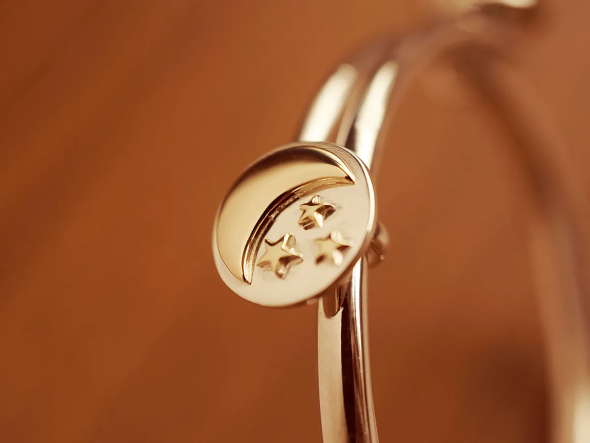 18k Yellow Gold & 925 Silver Baby Bangle (Sun&Moon) — 2