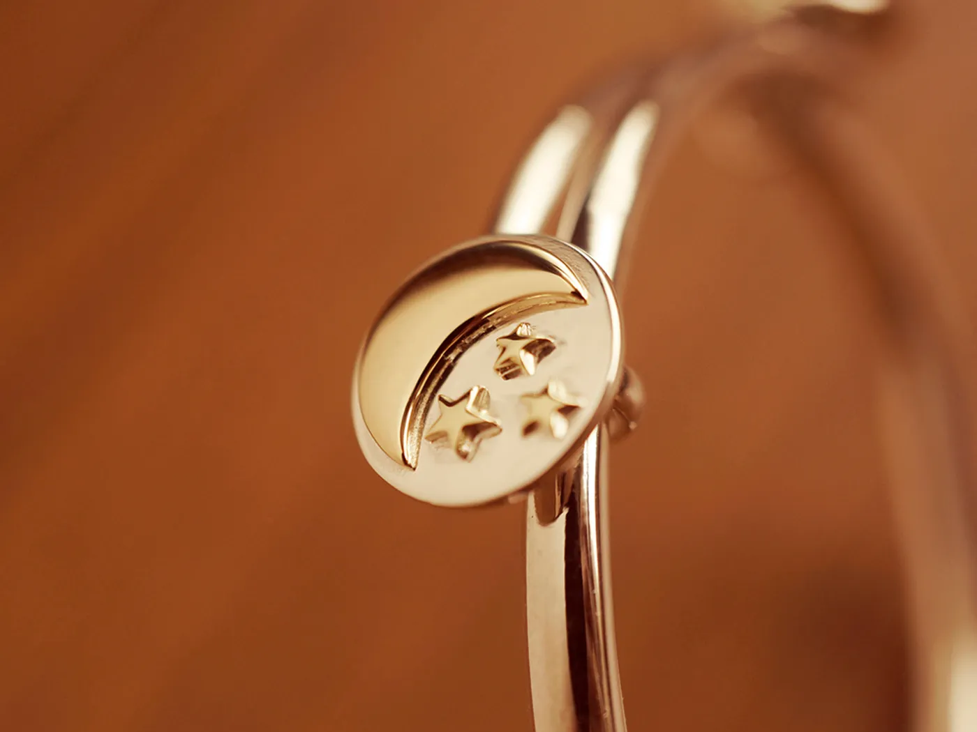 18k Yellow Gold & 925 Silver Baby Bangle (Sun&Moon) — view 2