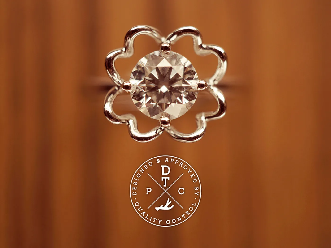 18k White Gold Diamond Ring (Clover) — view 4