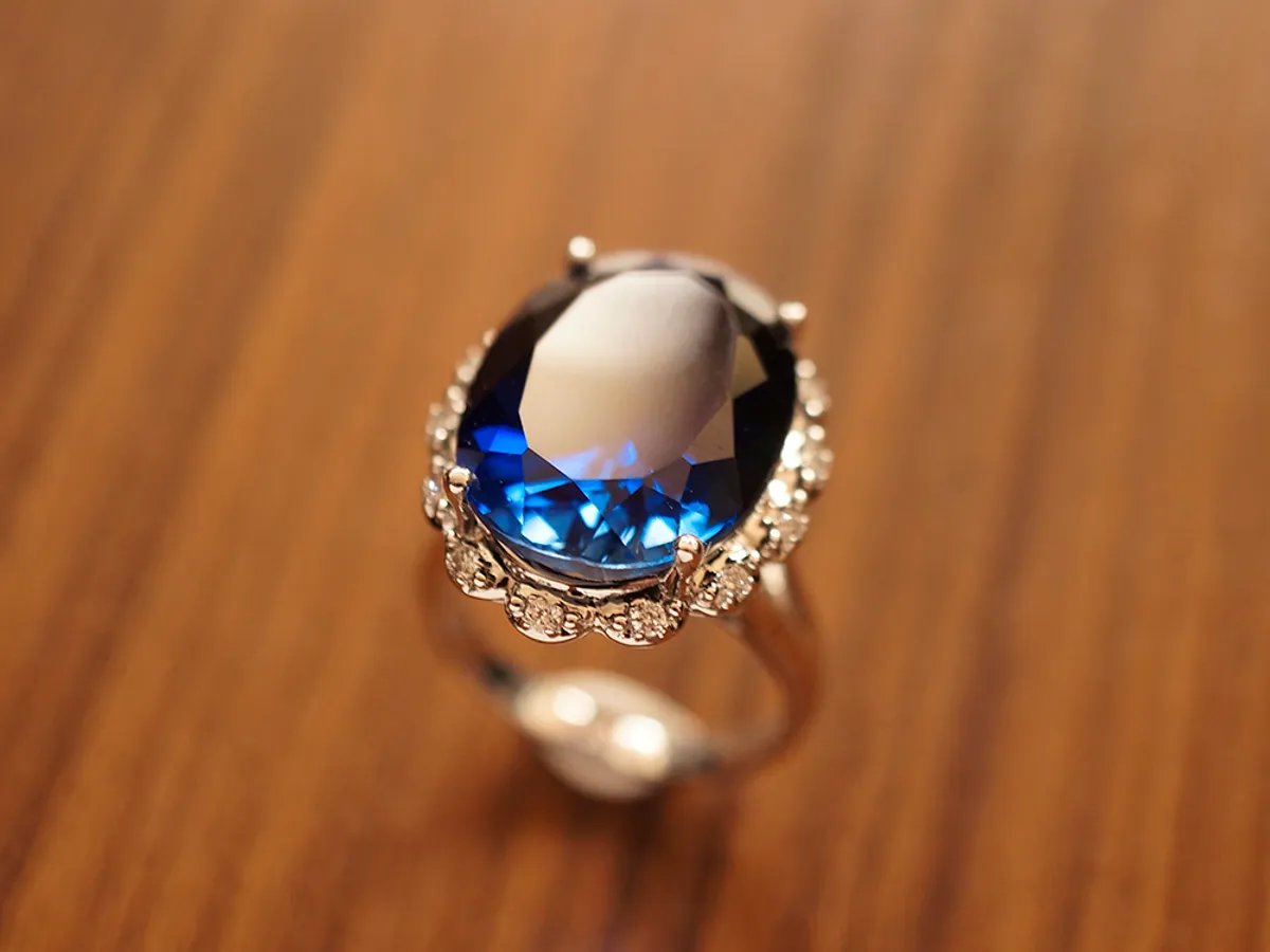 18k White Gold Earrings & Ring Set(Sapphire) — 3