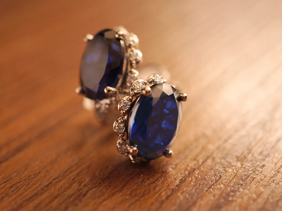 18k White Gold Earrings & Ring Set(Sapphire) — 1
