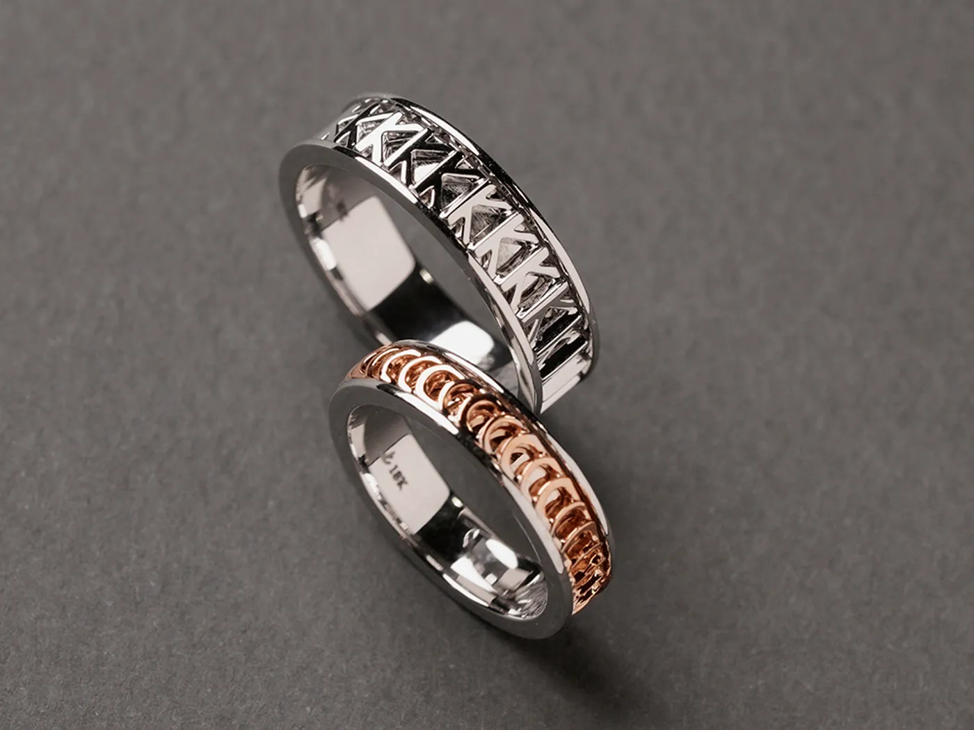 18k White & Rose Gold Wedding Band — view 5