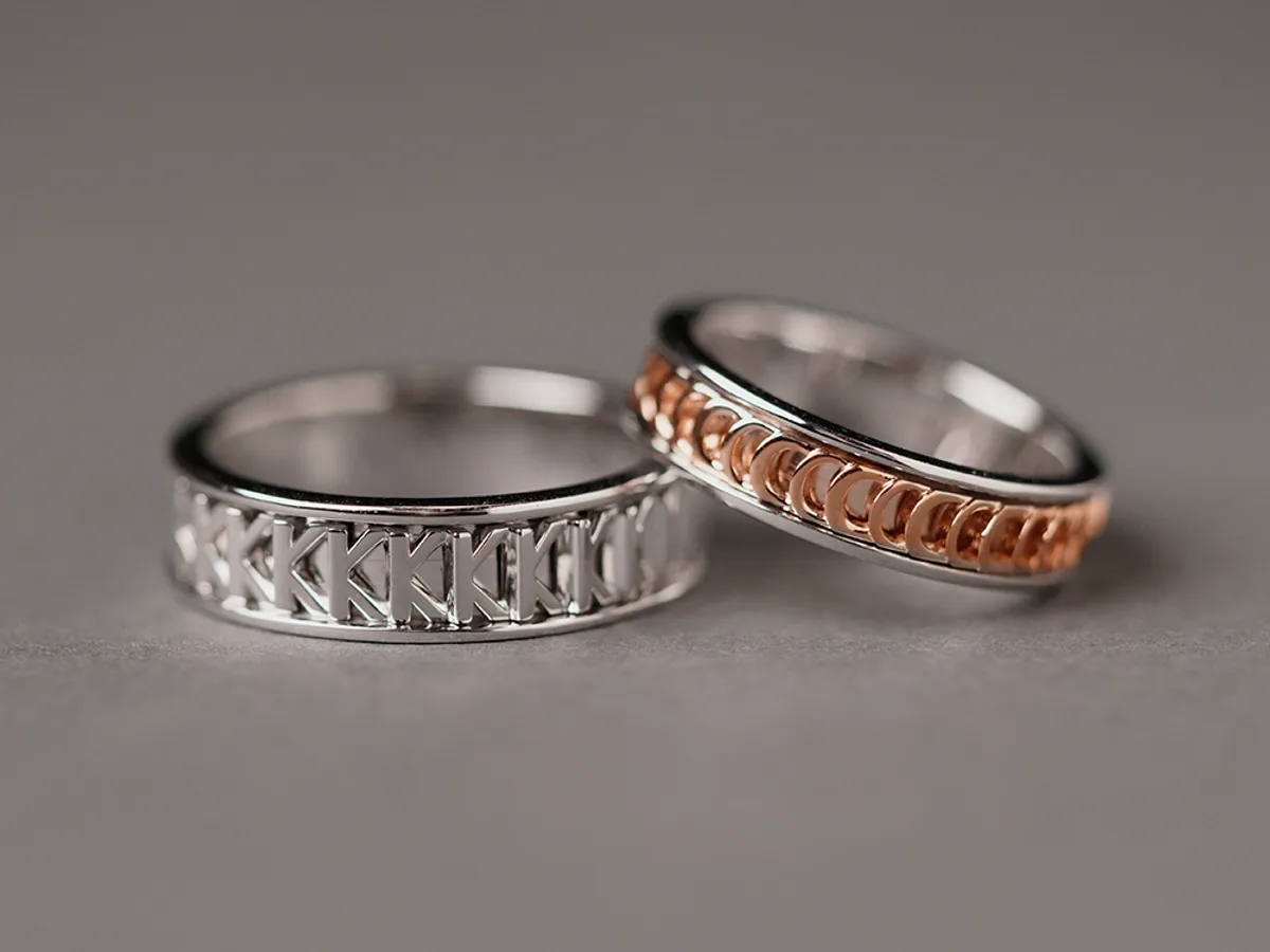 18k White & Rose Gold Wedding Band — 3