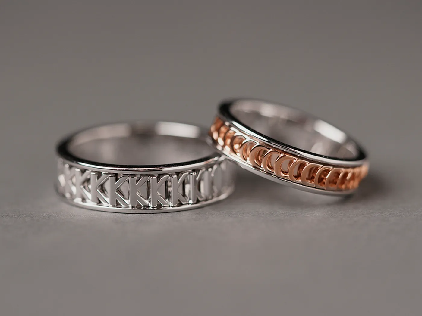 18k White & Rose Gold Wedding Band — view 3