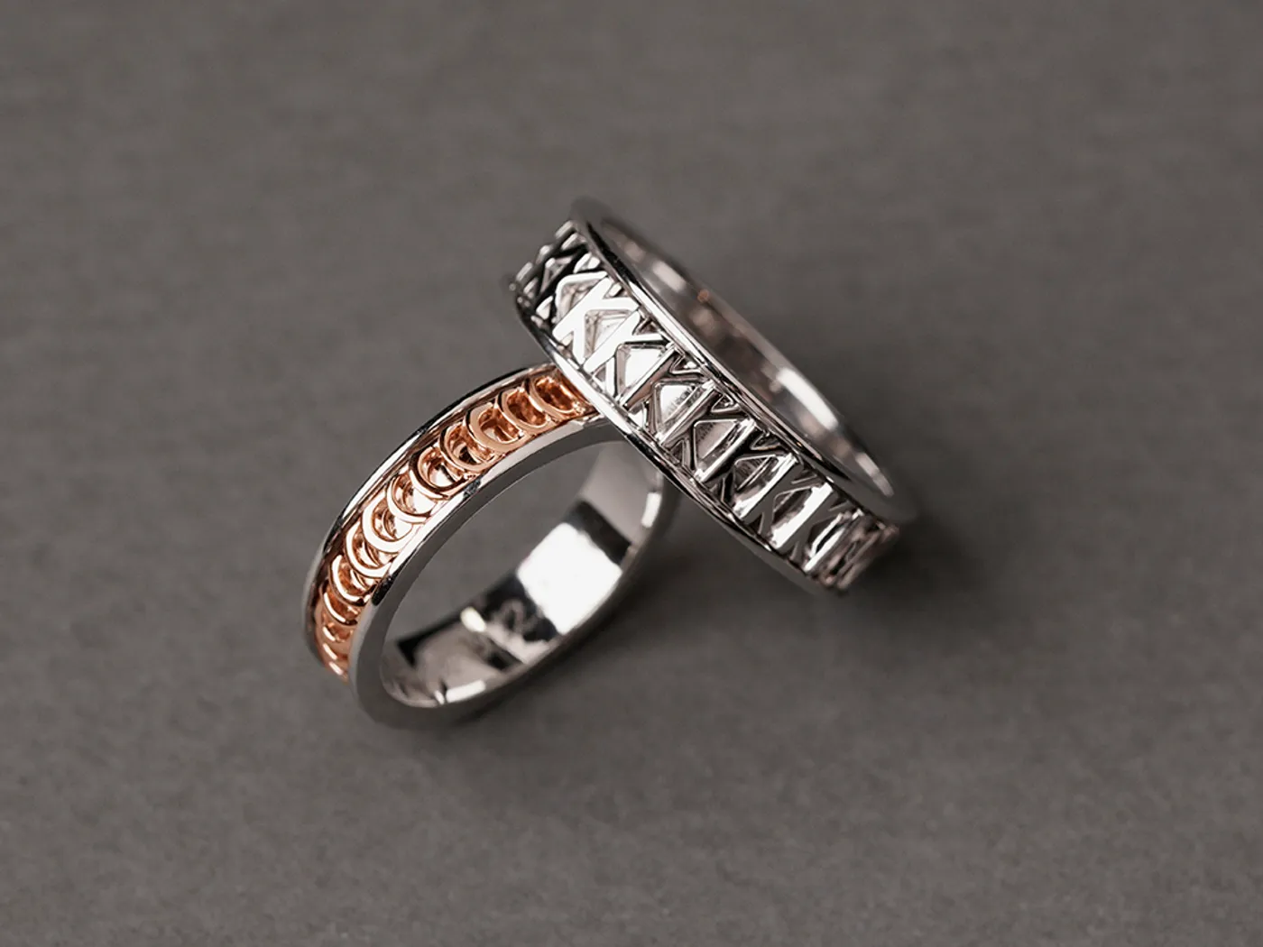 18k White & Rose Gold Wedding Band — view 2