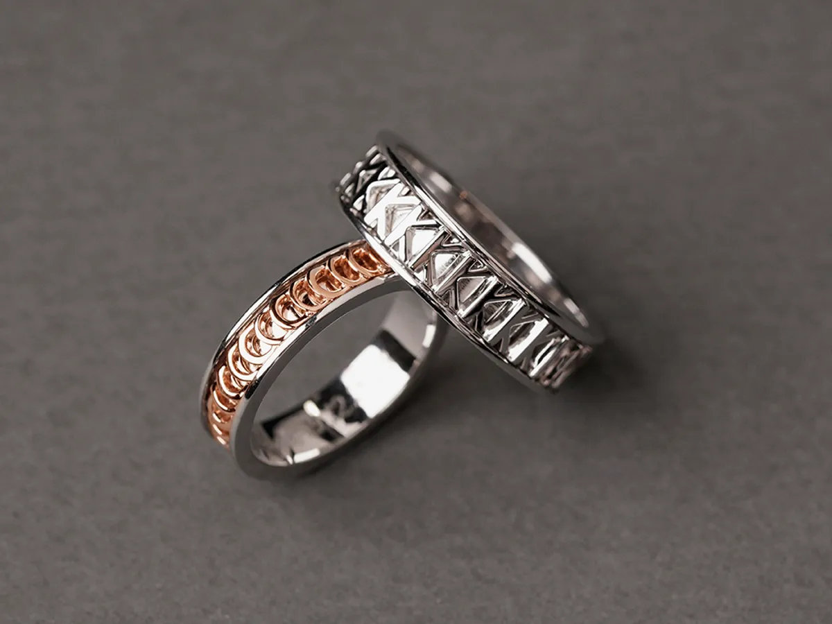 18k White & Rose Gold Wedding Band — 2
